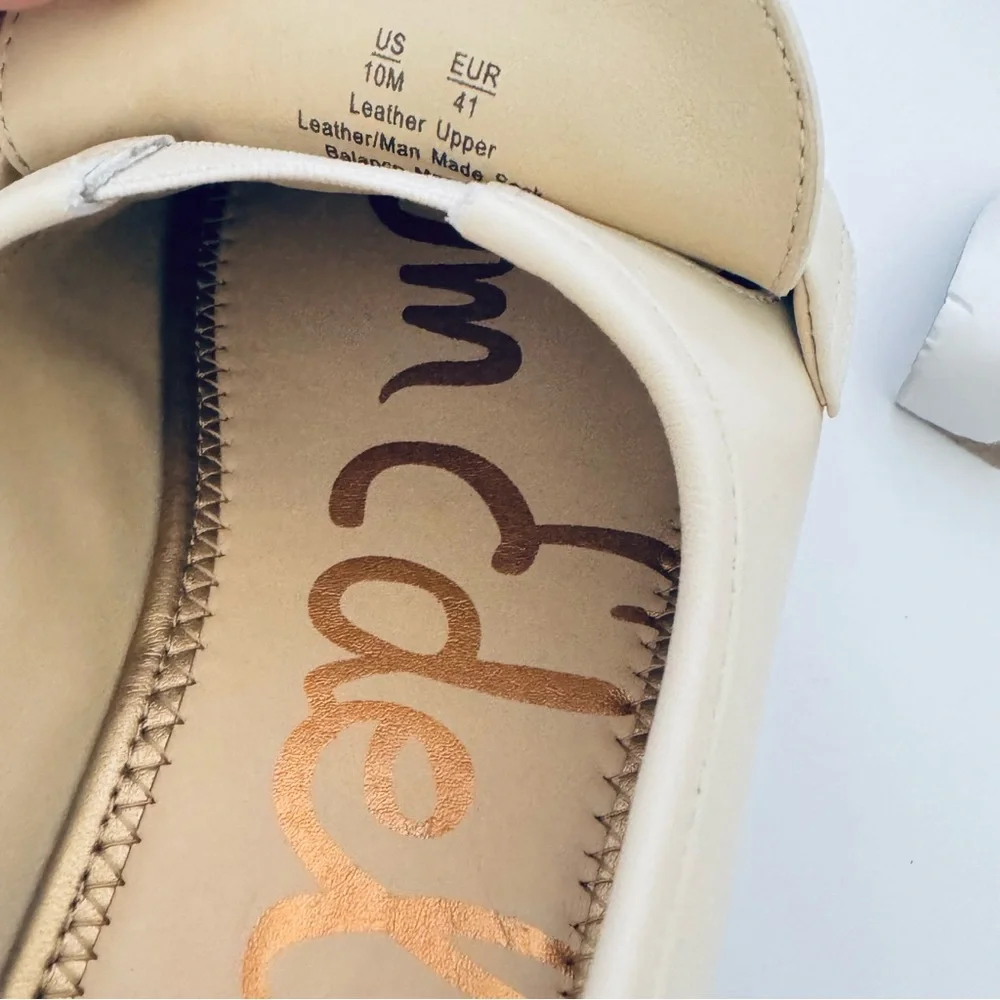 Sam Edelman Lucca Leather Loafers Cream with Gold Buckles Preppy Classic NEW 10 - Picture 9 of 9